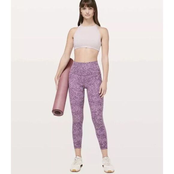 Lululemon Align Leggings HR Sz 4 Arabesque Antoinette Smoky Quartz Purple Floral - Picture 1 of 13